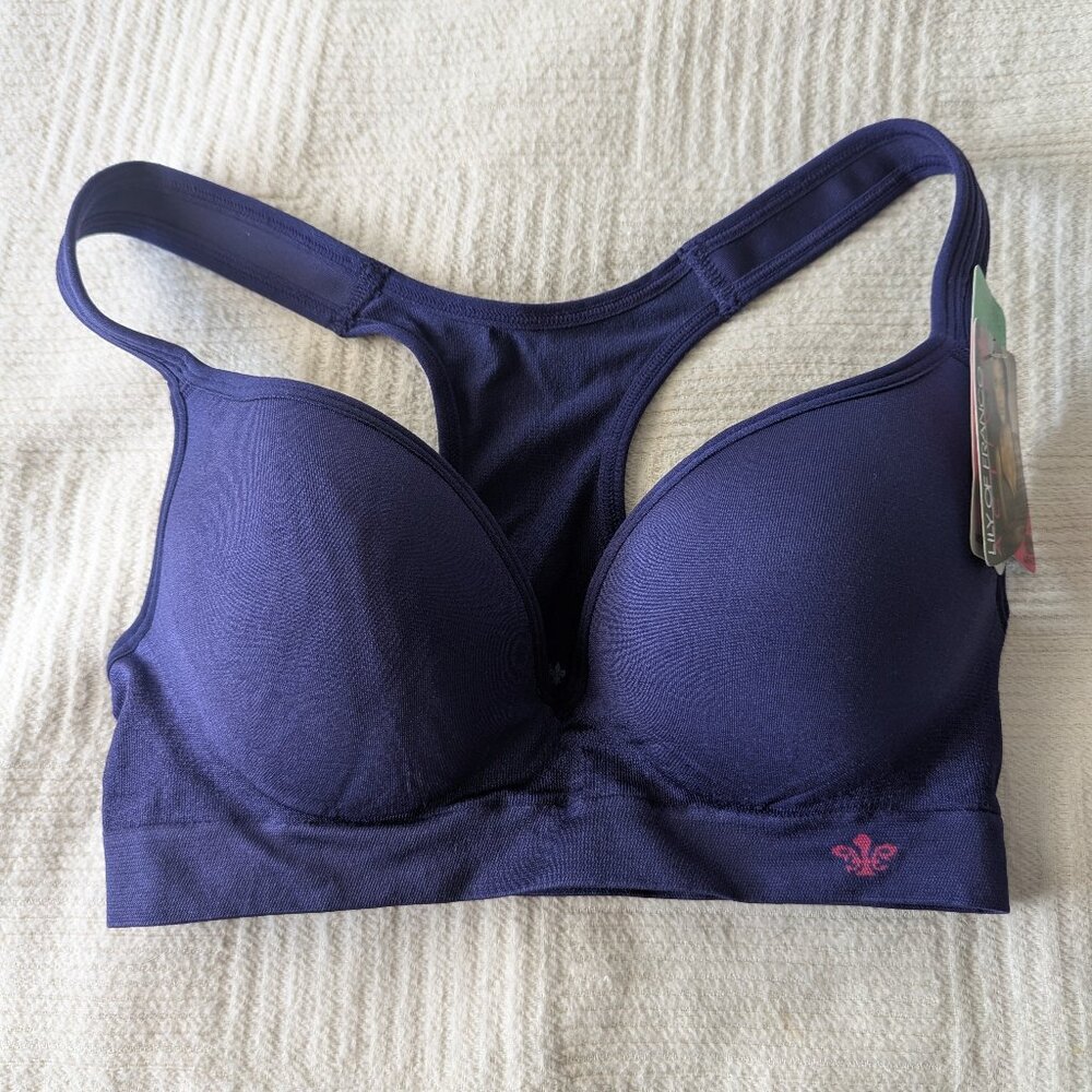 Lily of France Active Bra Size L  NWT Dark BLue
